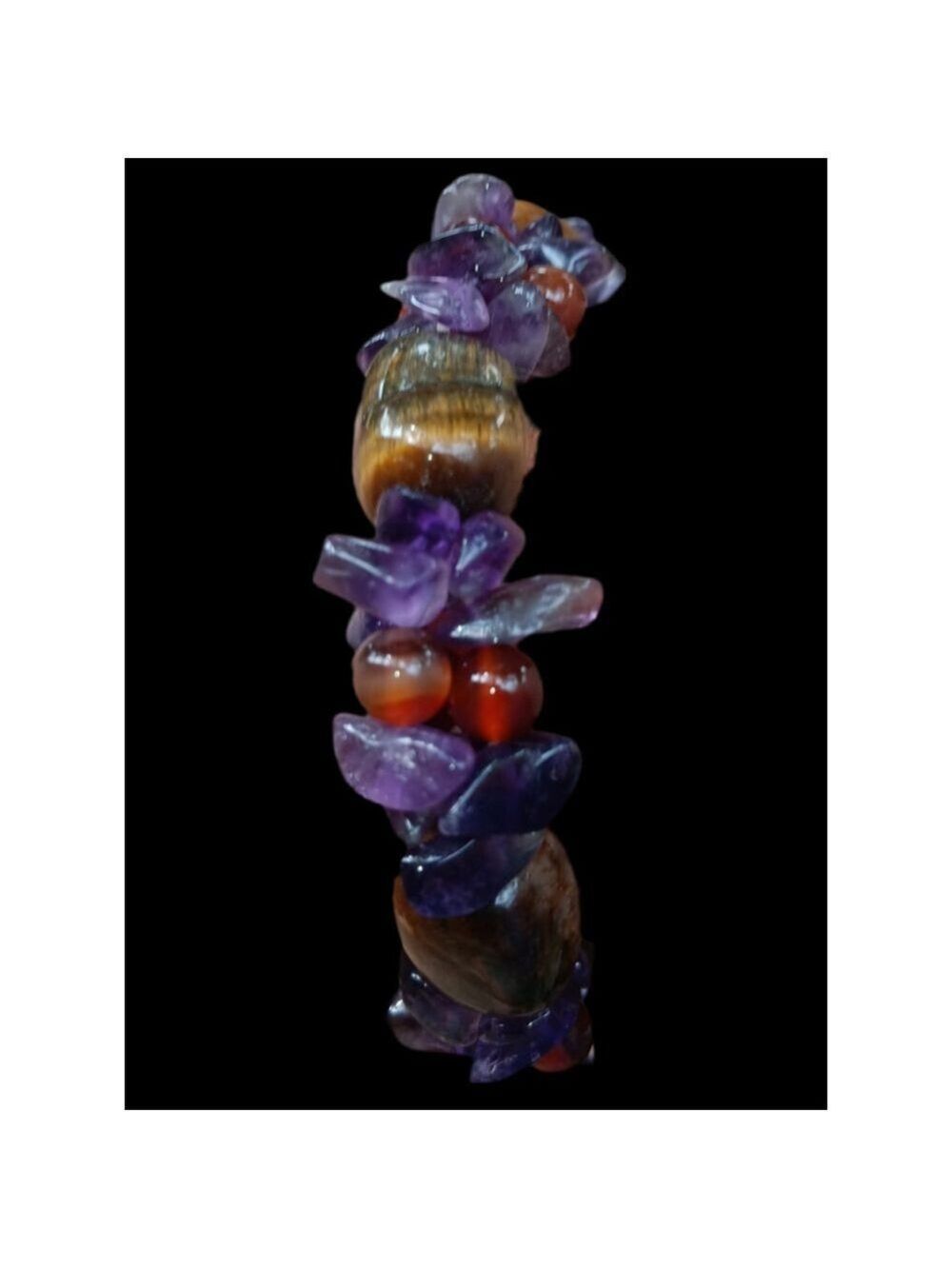 Large Tiger's Eyes, Amber, and Amethyst Chip Stretch
